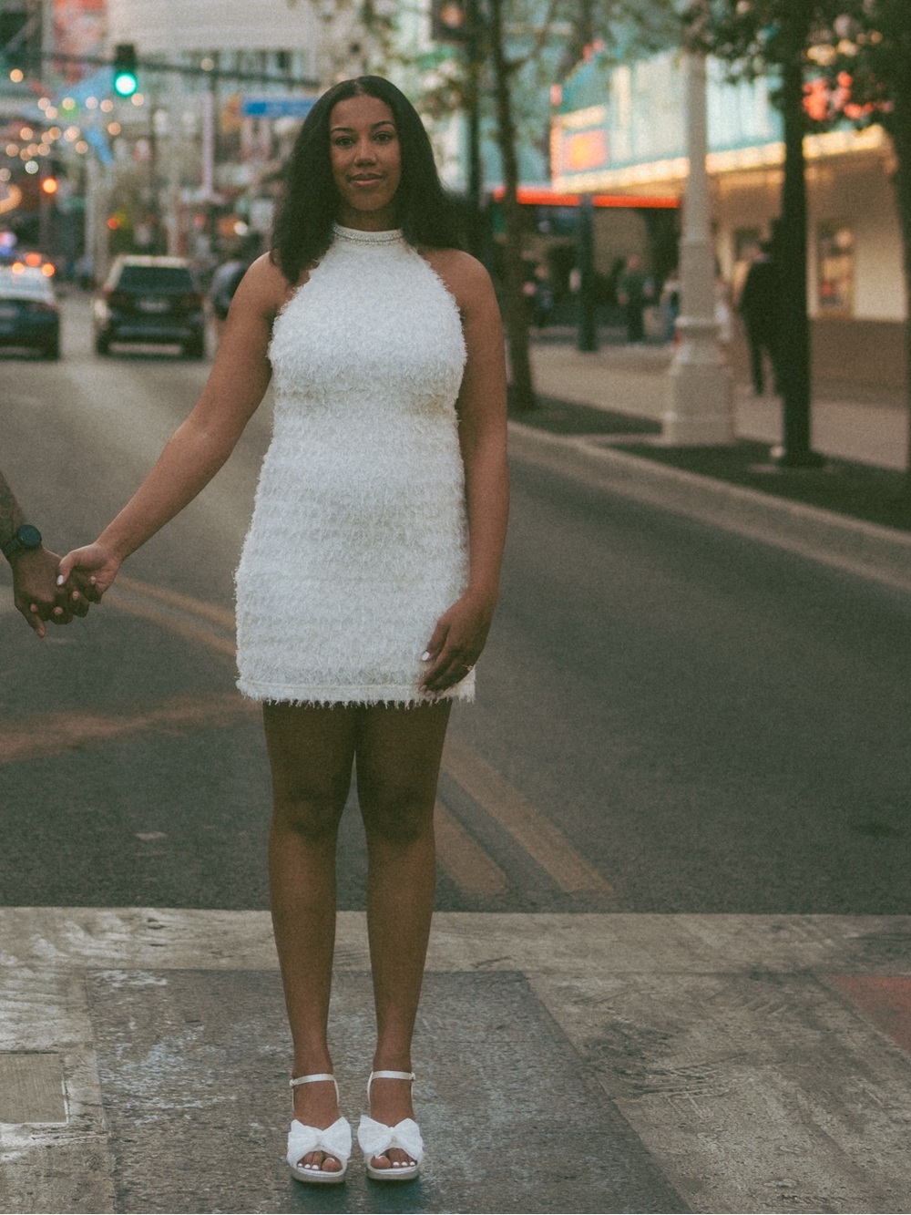 Lulu's White Textured Halter Mini Dress
